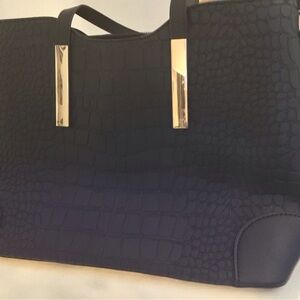 Black faux leather, textured purse